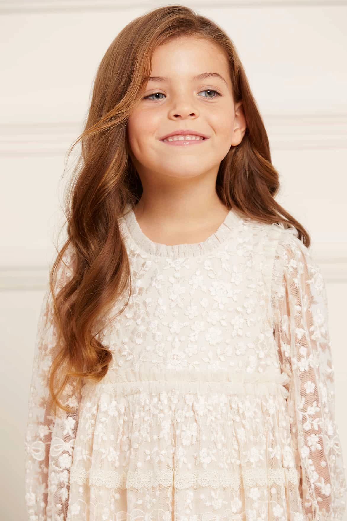 Hidden Button Placket ThermalLining Celestia Ribbon Kids Dress