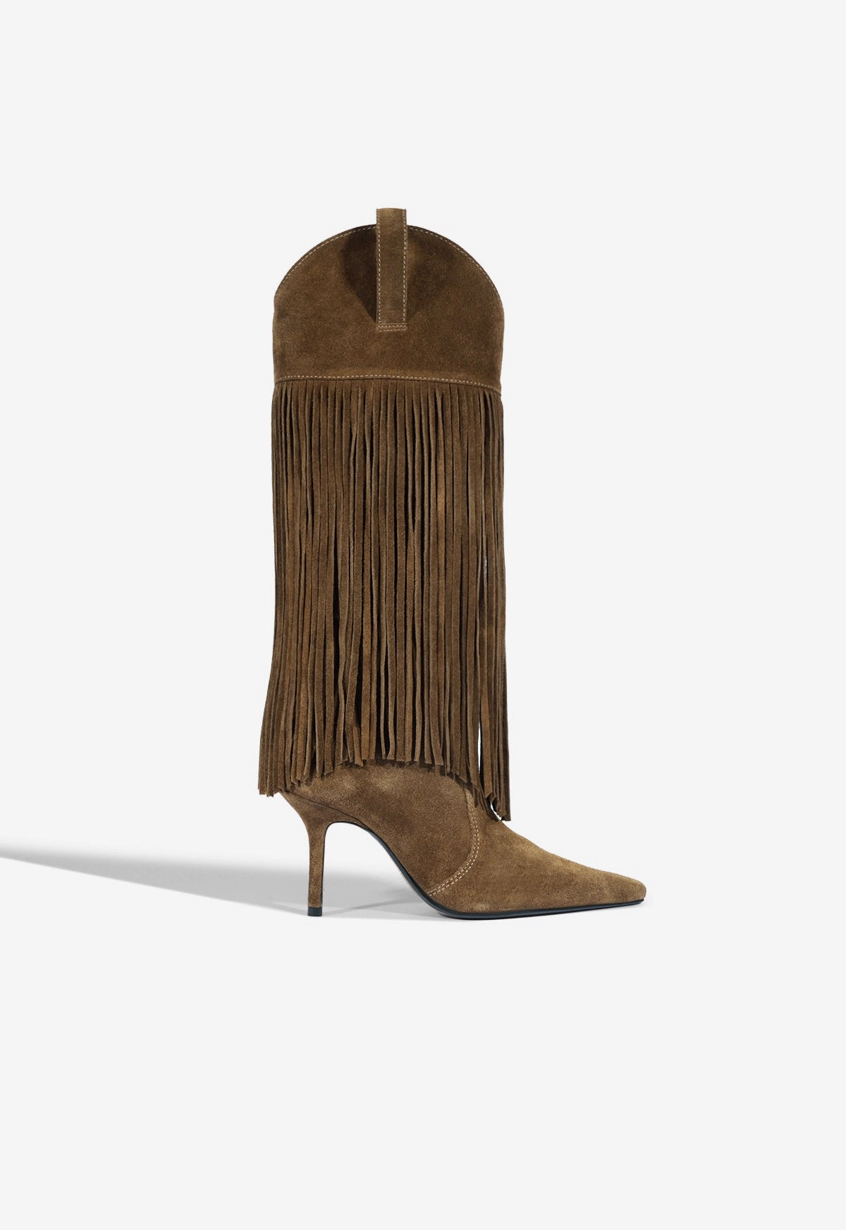 NYC Chic Dressy Heels Raffaela Up Fringes Stiletto Suede Boot