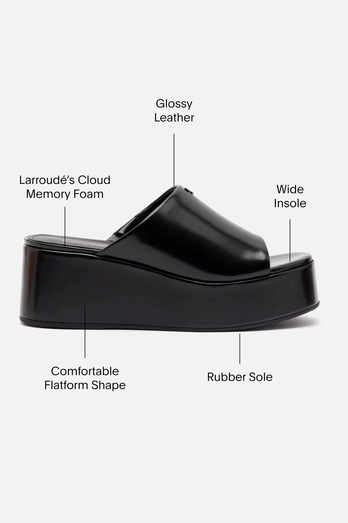 Charli Box Mule In Black Leather Swift Glide Lift Up