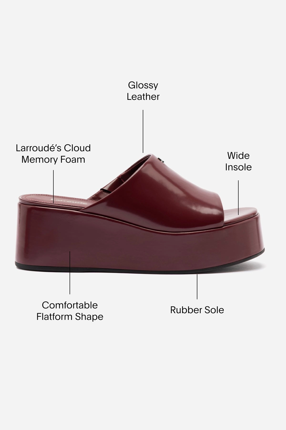 Comfortable fit Charli Box Mule In Burgundy Leather