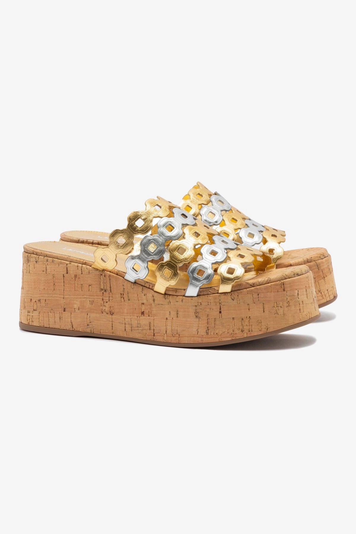 Charli Mule In Gold and Silver Metallic Leather Year long Early Jog