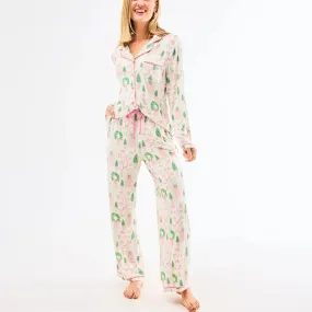 Charlotte Home For Christmas Pajama Set Minimalist Aesthetic Layered Neckline Details