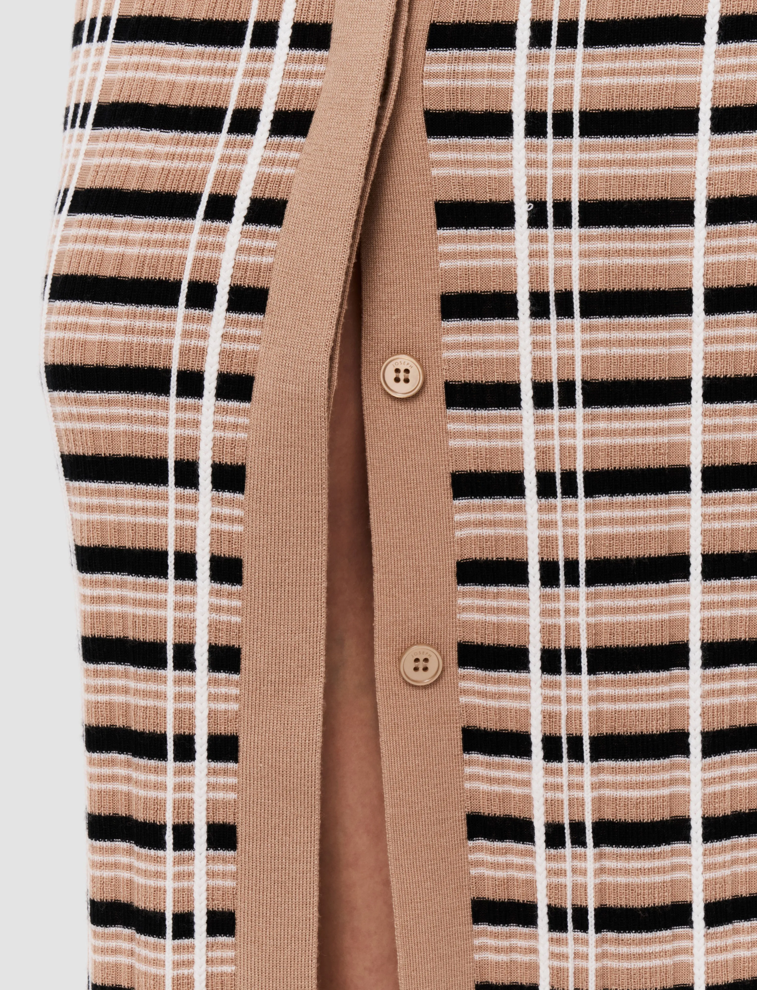 Microfiber Blend Check Wool Silk Skirt