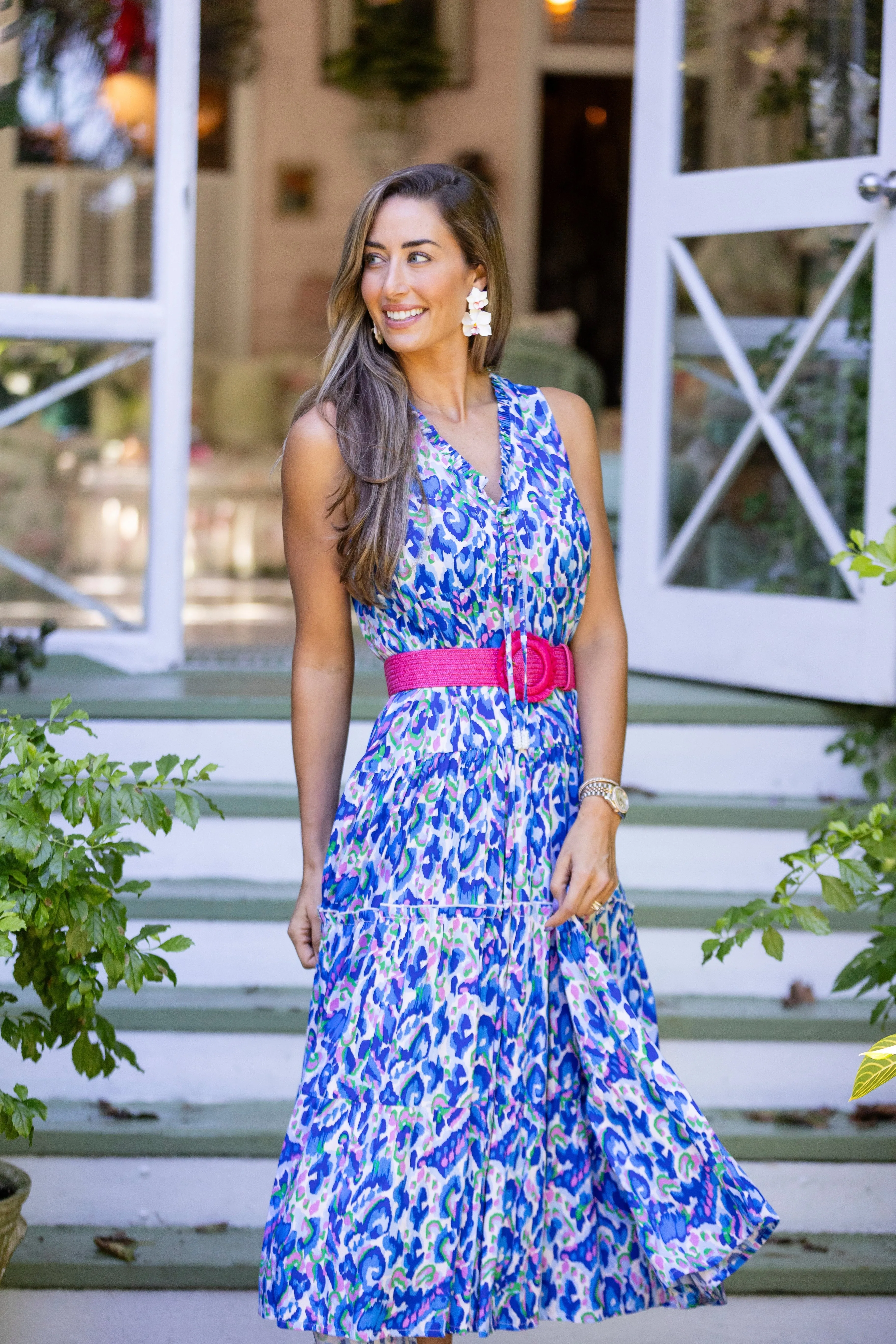 Kaia Dress Long / Pink-Cobalt Easy Pretty