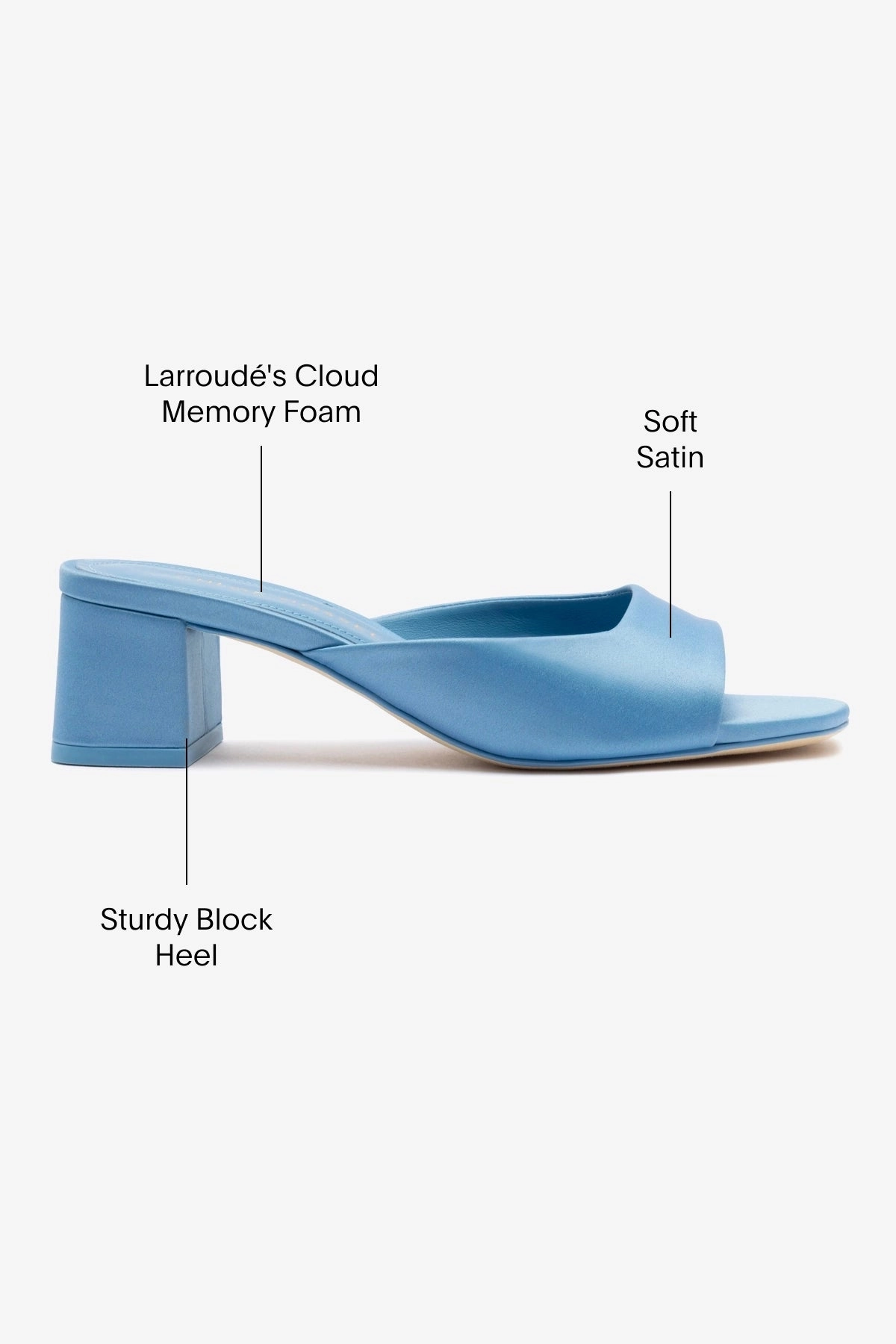 Chloe Gosselin by Larroud Anah Mule In Blue Satin Love Path Non Toxic Materials