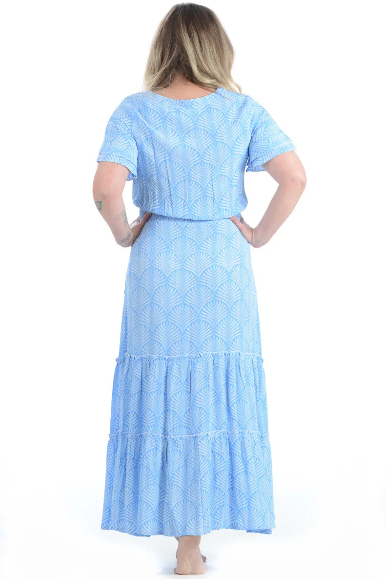 Christina Dress / Periwinkle Palm Hidden Pocket