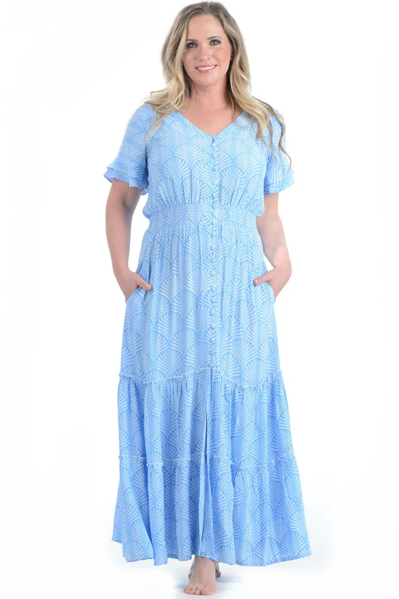 Christina Dress / Periwinkle Palm Urban appeal Casual maxi dress