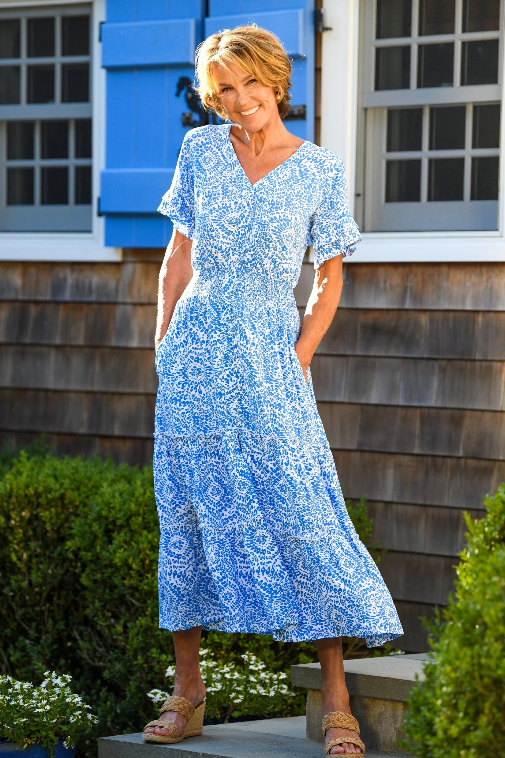 Long Sleeve Christina Dress / Blue Firework