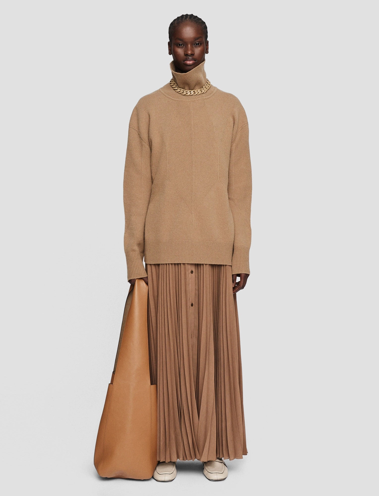 DropShoulder Design EcoFriendly Dye Soft Wool High Neck Jumper