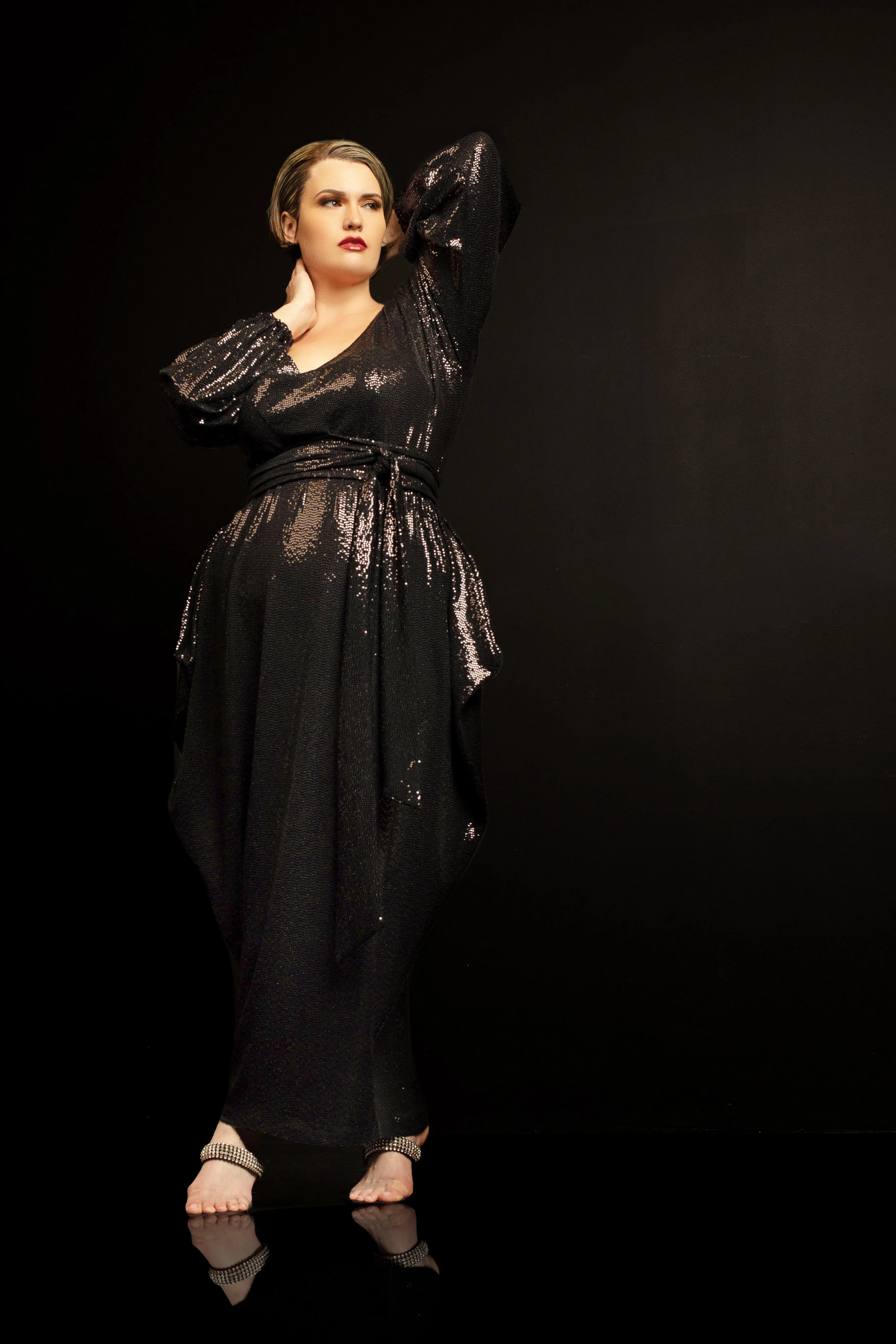 Classic Sequin Slouch Dress  JIBRI WideNeckline