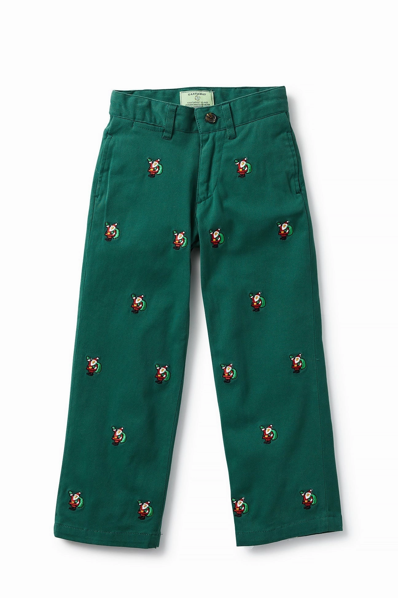 No Irritation Seams Boys Port Pant Stretch Twill Hunter with Santa
