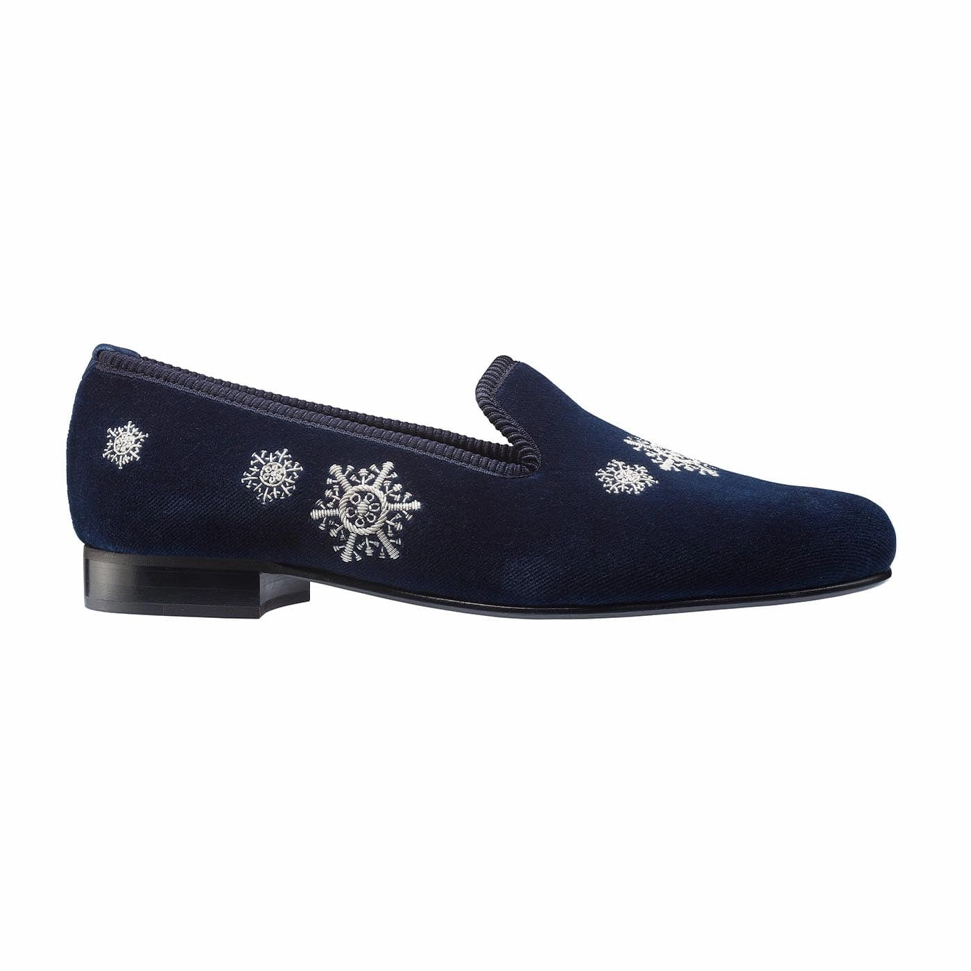 Snowflakes Navy Velvet Streamlined Design