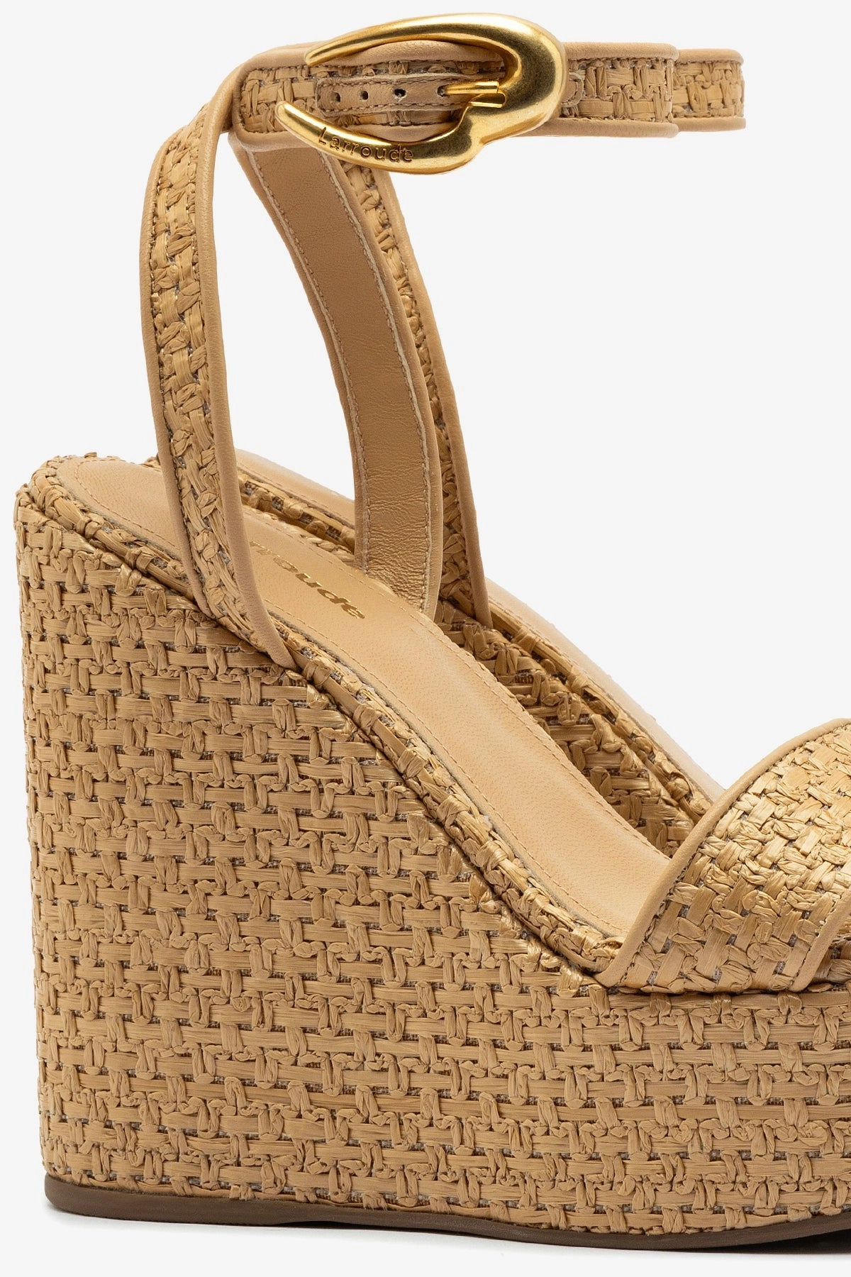 Verona Hi Wedge In Beige Leather and Natural Raffia All Day Road Trip