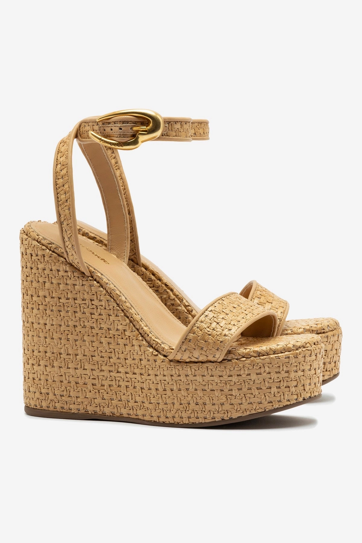 Verona Hi Wedge In Beige Leather and Natural Raffia Sweat Resistant Comfort Seekers Skin Fresh