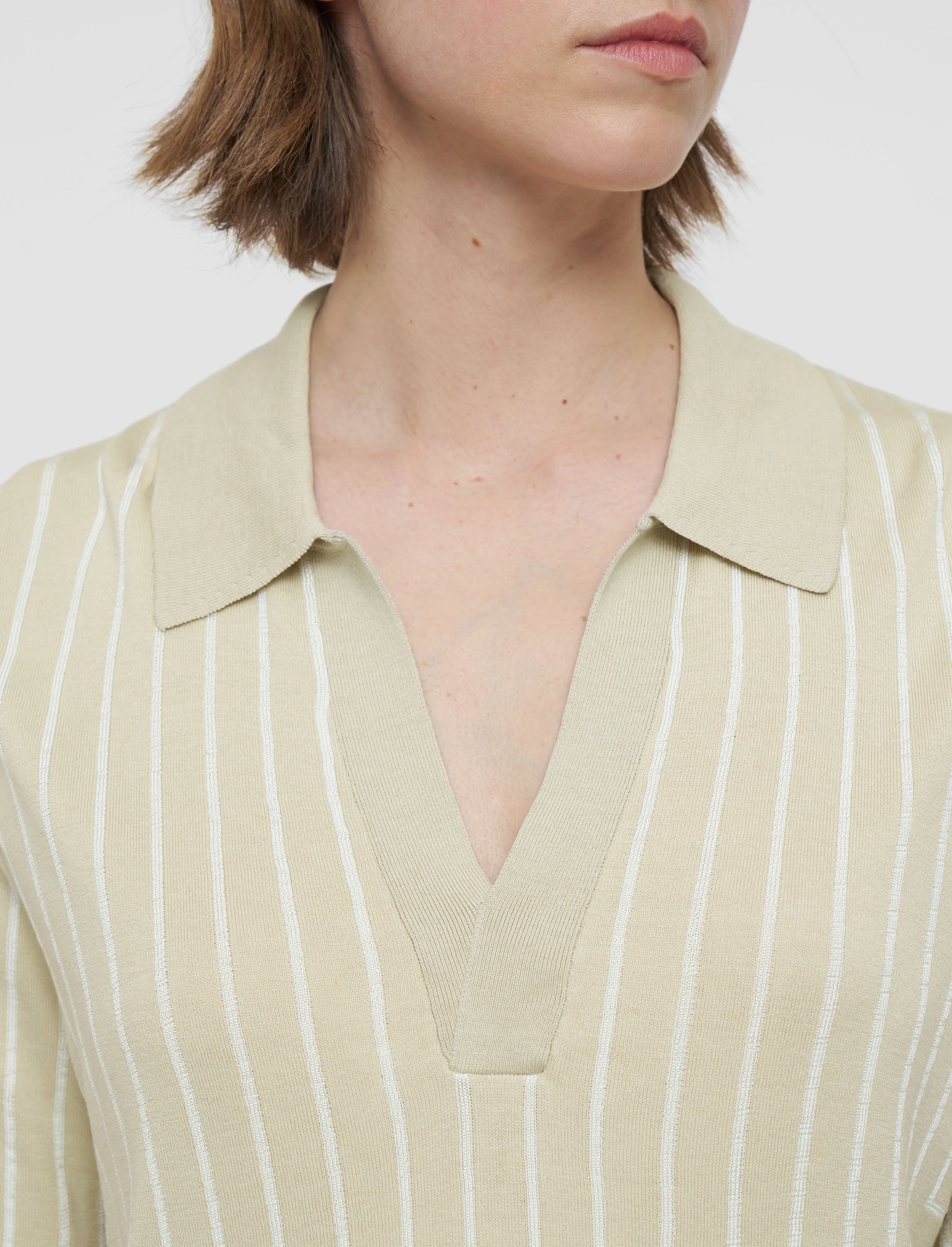 Geometric Jacquard Silk Blend Top Interlock Knit Body