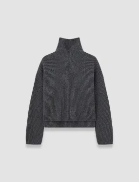 Light Cardigan Stitch High Neck Jumper Garment Dye Process Seamless Stitch Construction