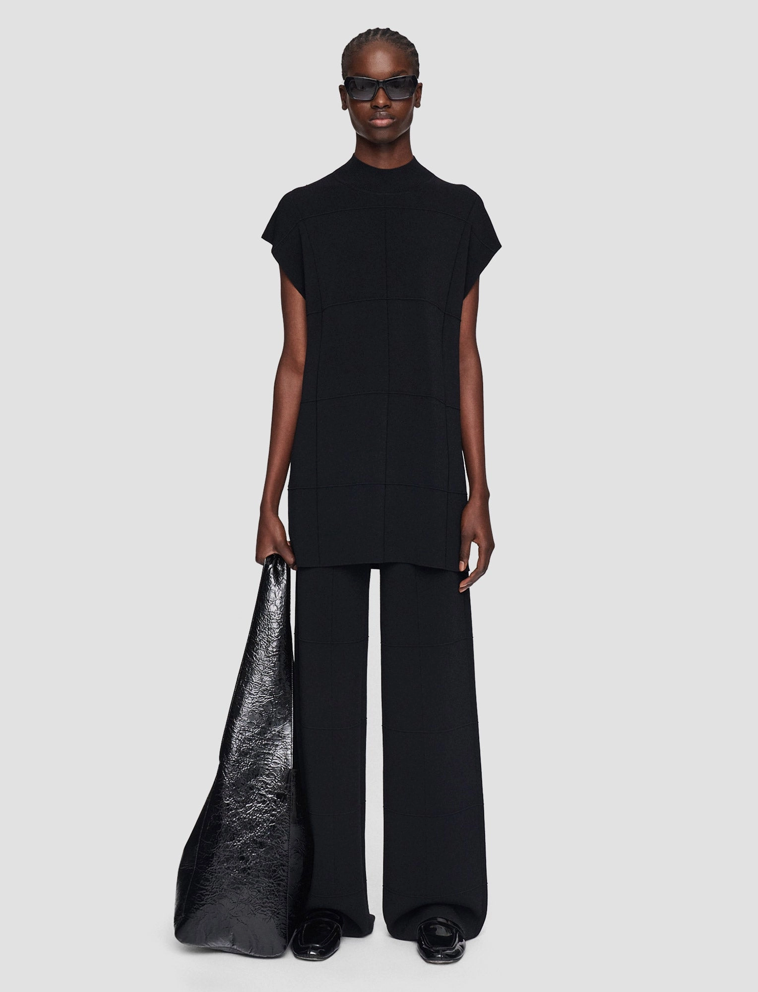 Grid Viscose Knitted Tank Top Clean Style Colorfast Dyed Knit