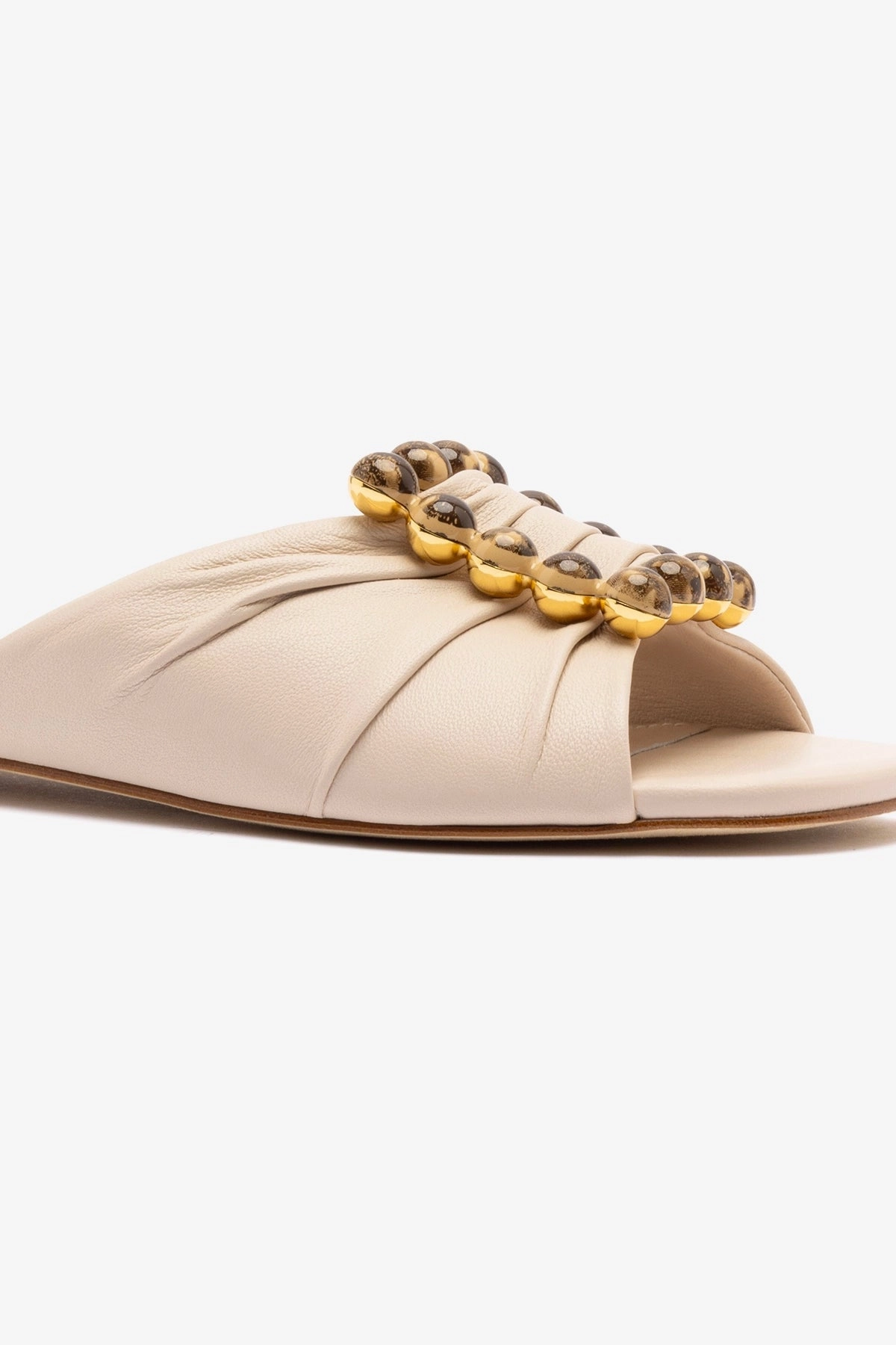 Chloe Gosselin by Larroud Nova Flat In Puff Cream Leather Bone Aid Quick Drying Travel Enthusiasts