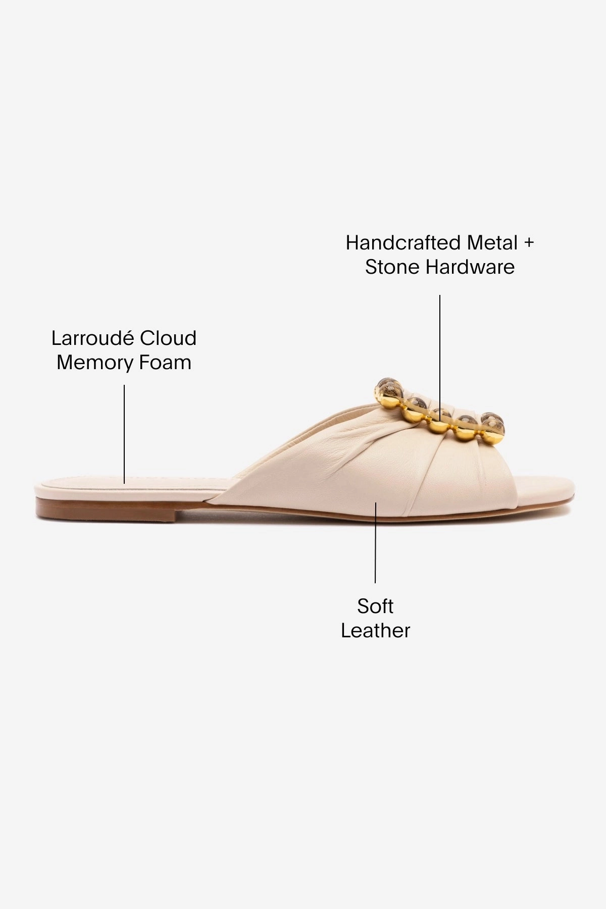 Chloe Gosselin by Larroud Nova Flat In Puff Cream Leather Supportive Core Active People