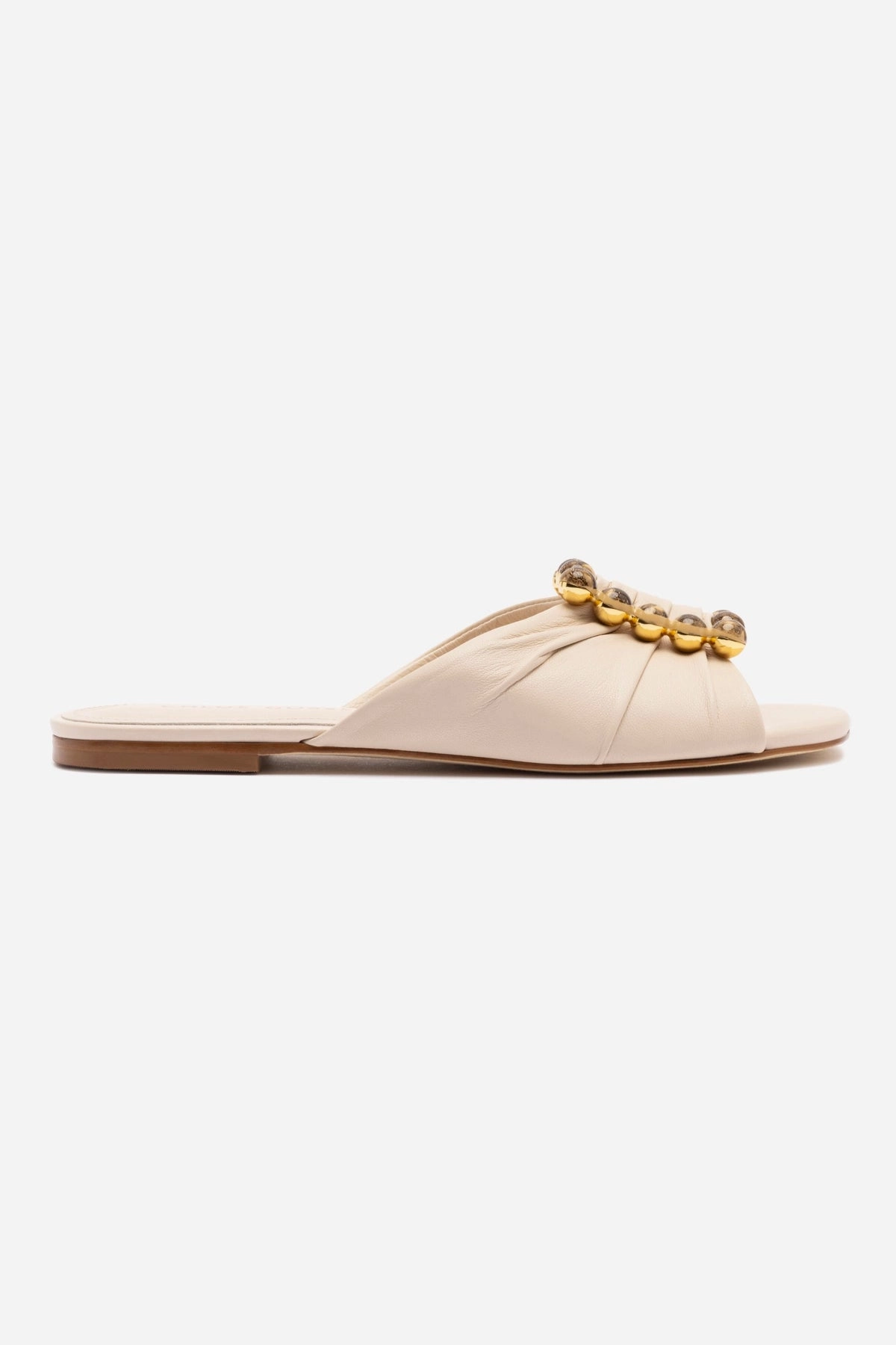 Chloe Gosselin by Larroud Nova Flat In Puff Cream Leather Best Seller