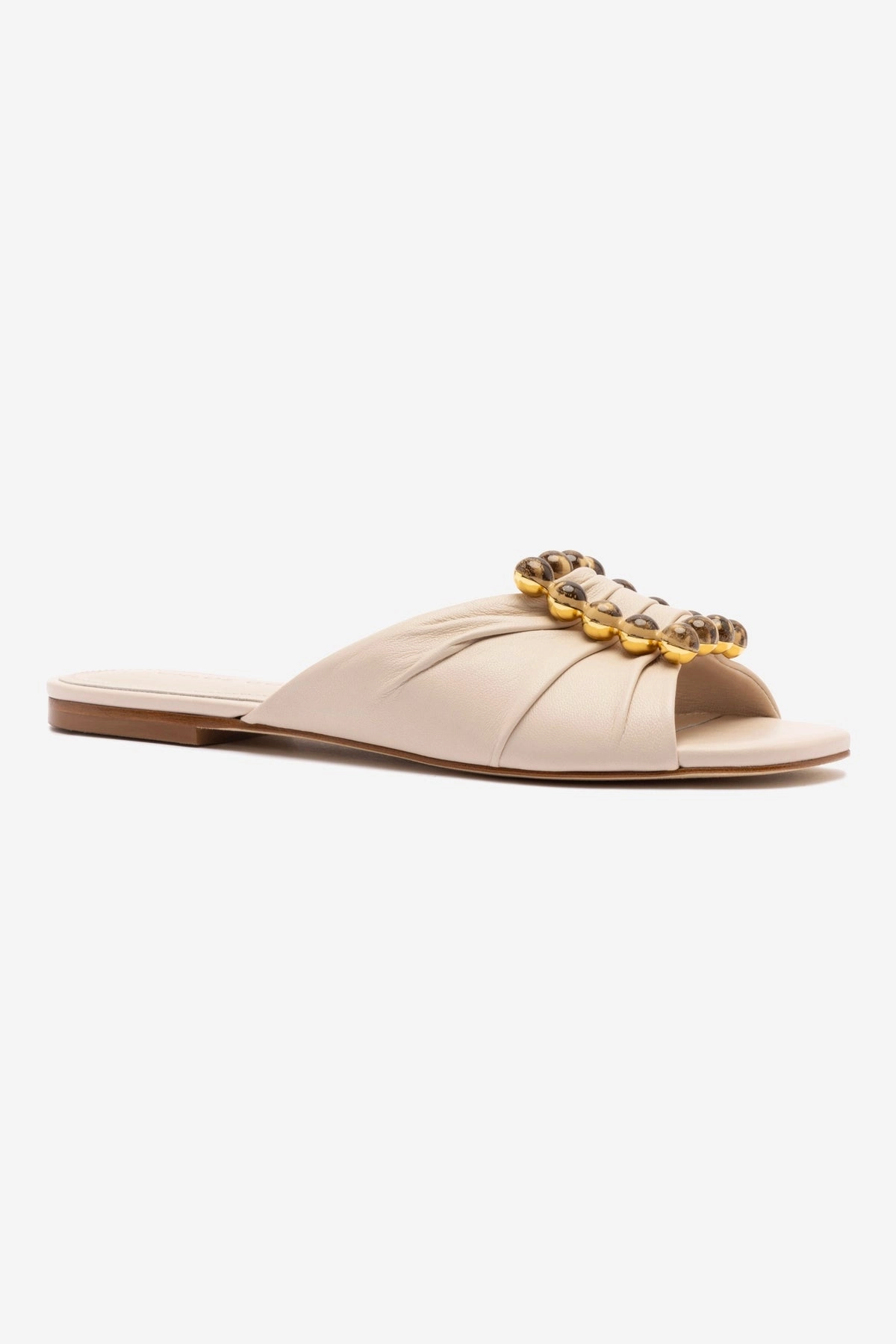 Chloe Gosselin by Larroud Nova Flat In Puff Cream Leather Style Pop