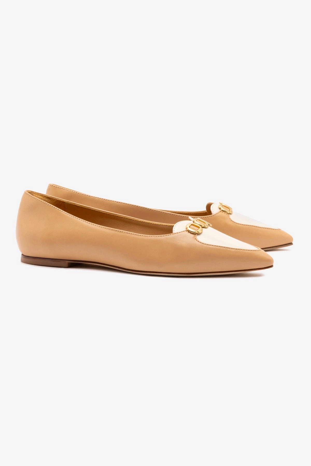 Audrey Flat In Tan Leather Canvas Cool Ocean Edge