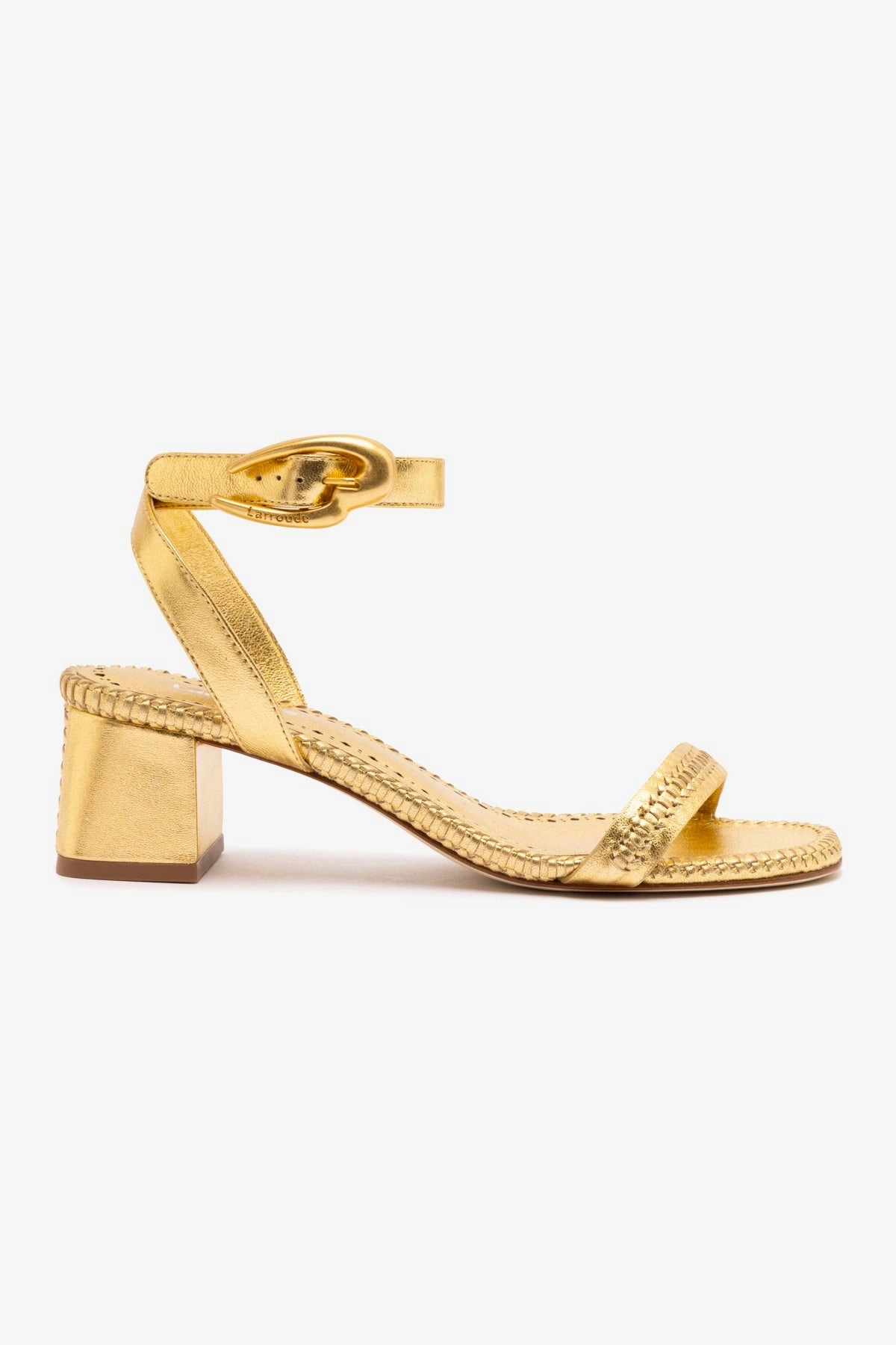 Casual Move Quiet Step Verona Block Sandal In Gold Metallic Leather