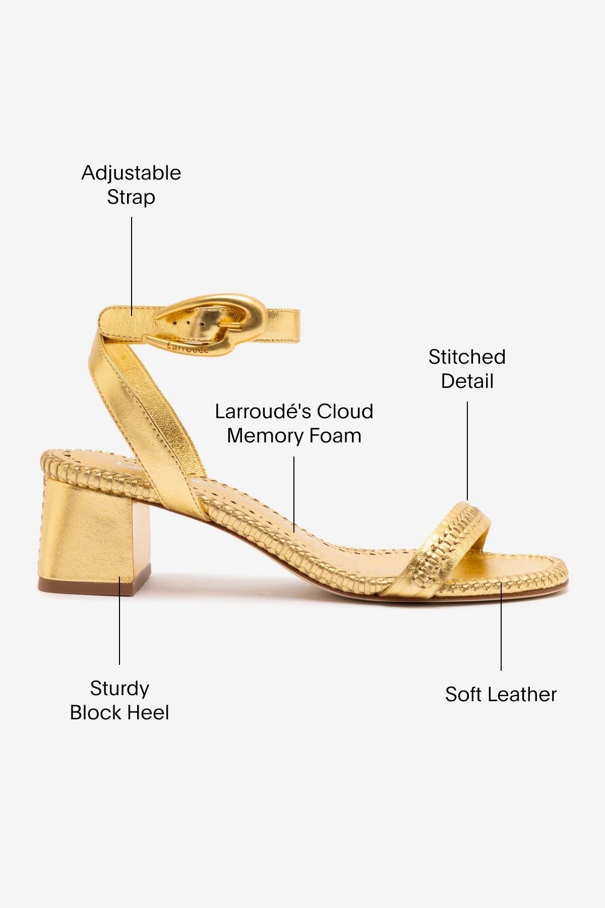 Verona Block Sandal In Gold Metallic Leather Kids Fun