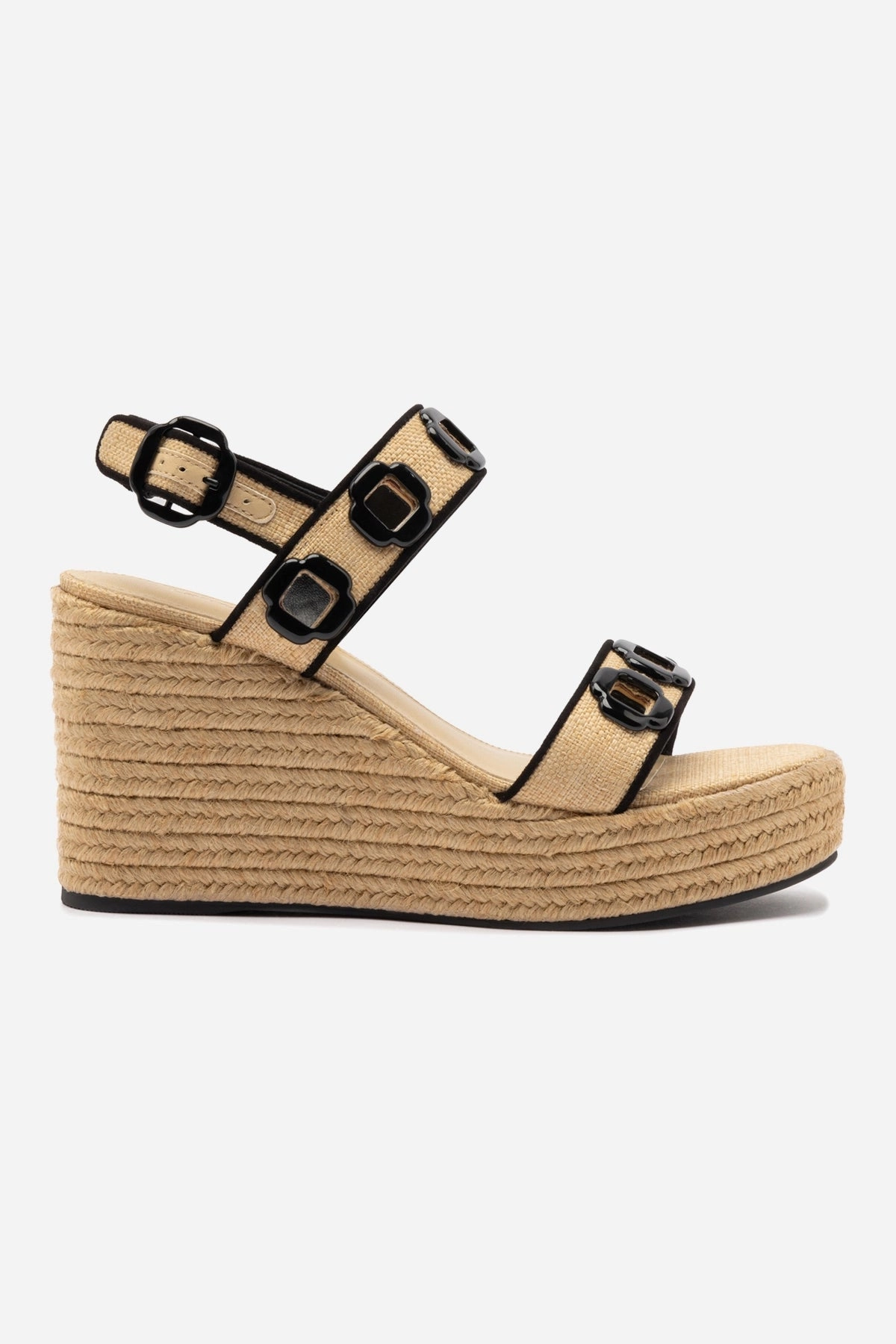 Rock Path Ergonomic Cold Weather Milan Espadrille In Beige Raffia and Black Trimming