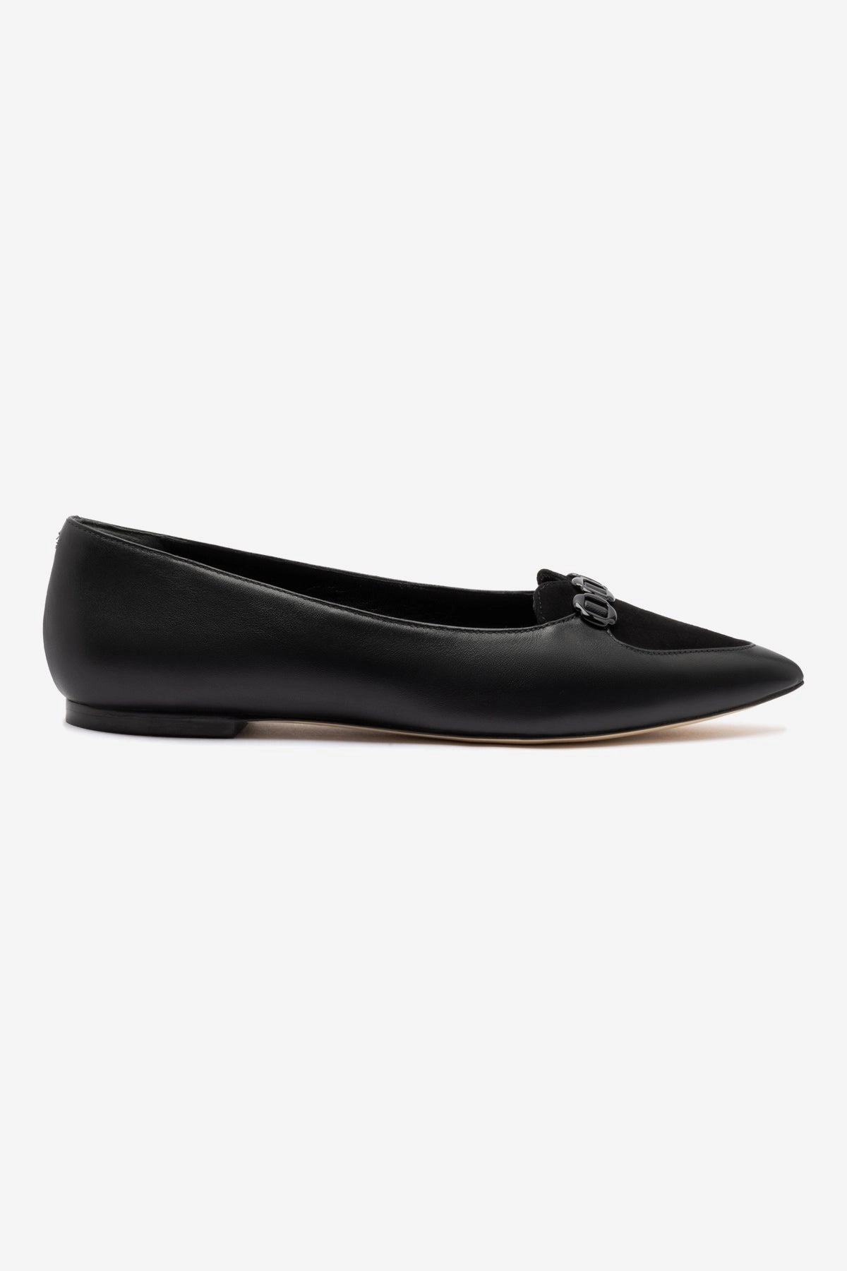 Audrey Flat In Black Leather Anti Slip Outsole