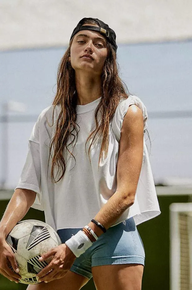 Free People Movement Inspire Tee in White Bamboo Fiber Fabric Breathable mesh lining