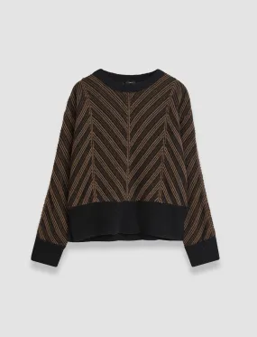 Ultra Soft Yarn GarmentDyed Effect Chevron Ribbed Round Neck Jumper