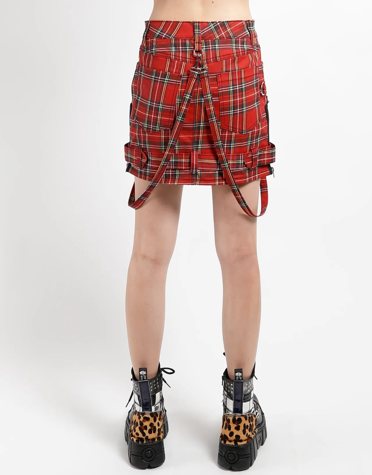 BONDAGE SKIRT RED PLAID Multi-way wear No Ride Up