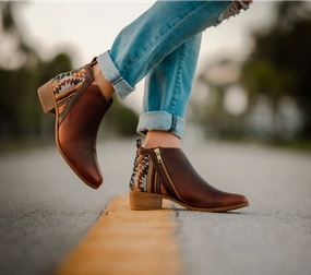Brown Leather Bootie Snow Ready