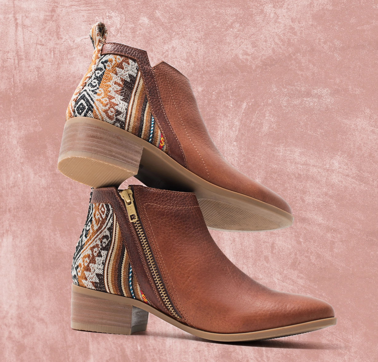 Comfort Gusset Zip Closure Brown Leather Bootie