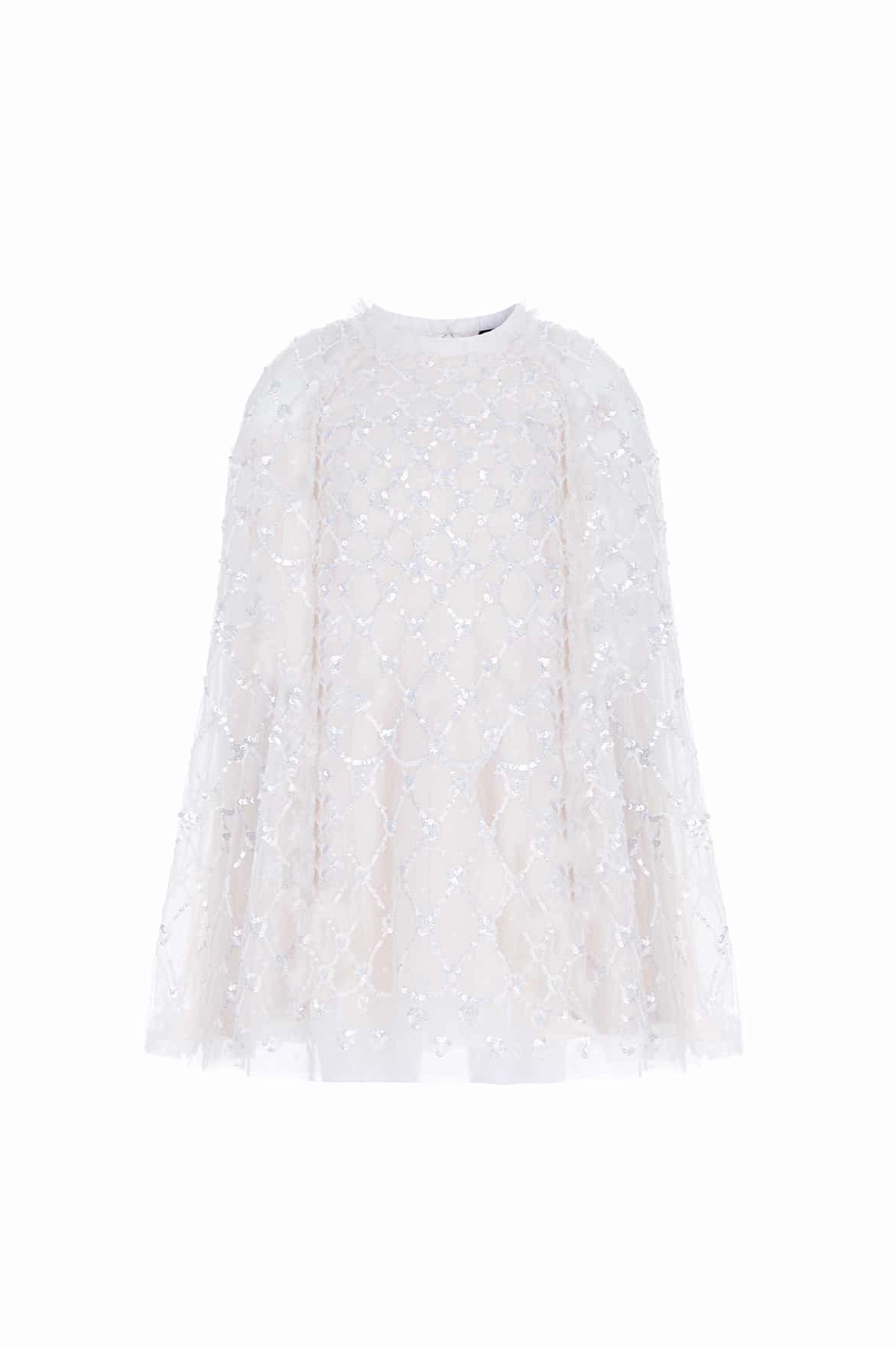 Heart Lattice Cape Kids Dress Bonded Seam Construction