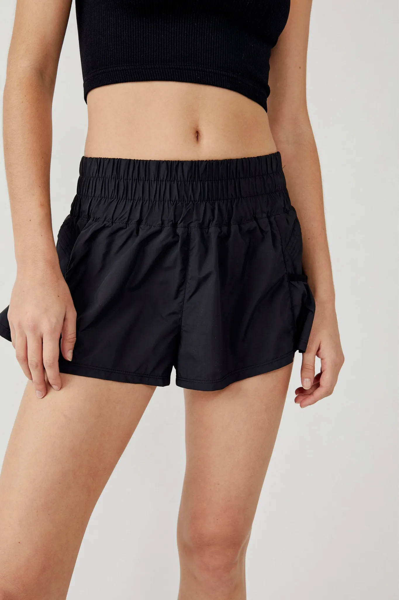 Free People Movement Get Your Flirt On Short in Black Stretchable Material Moisture wicking