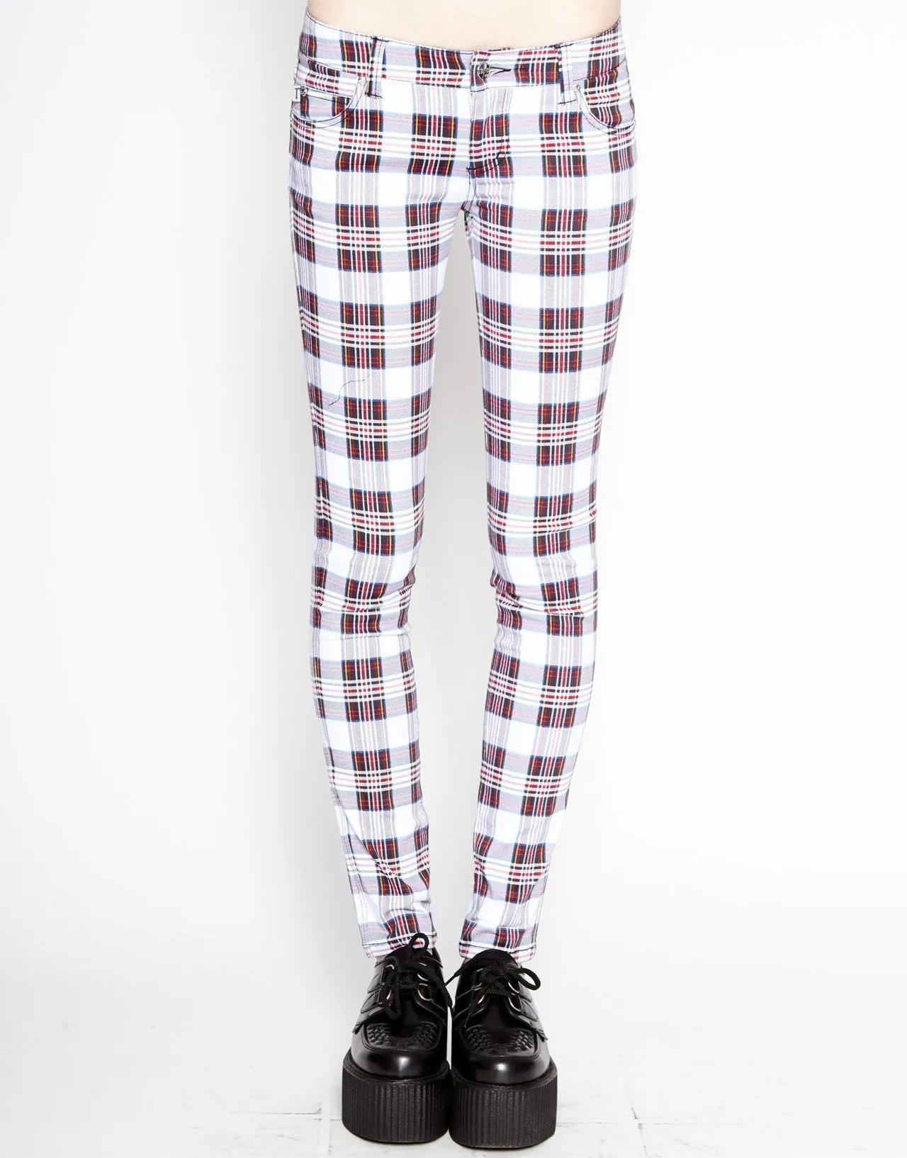 Move Easy Day-to-Day Wear T-BACK JEAN WHITE TARTAN PLAID