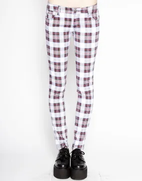 T-BACK JEAN WHITE TARTAN PLAID Durable Seams