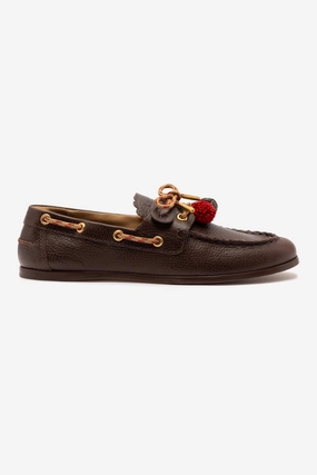 Impact Resistance Cyprus Boat Shoe In Brown Leather