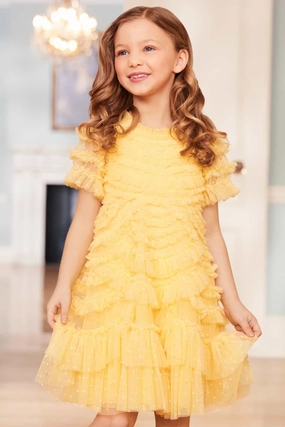 Marilla Ruffle Kids Dress High Collar Option