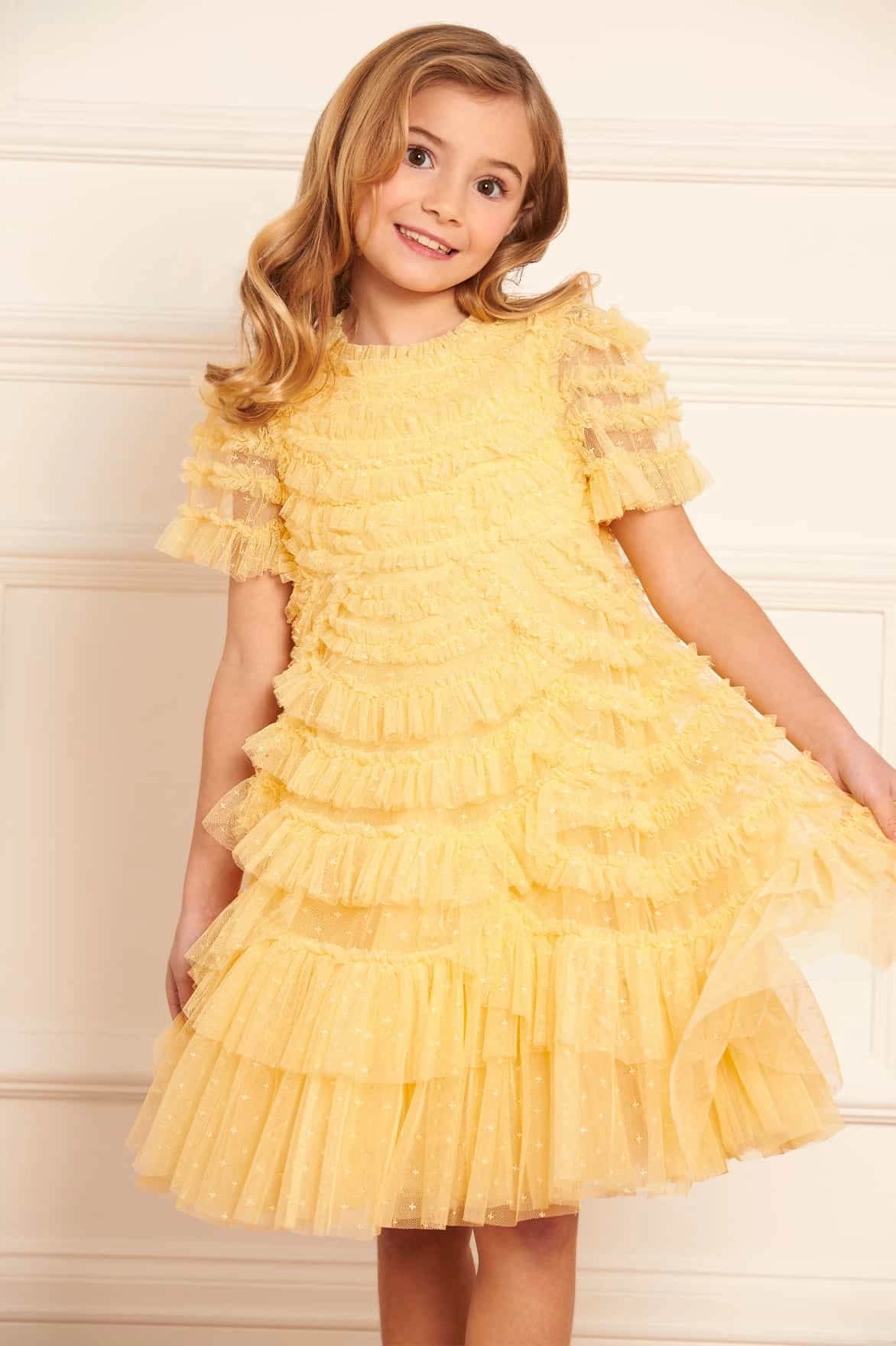 Durable Reinforced Elbows Marilla Ruffle Kids Dress