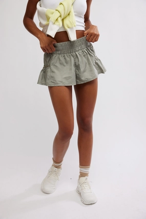 Non Slip Shoulder Seams Free People Movement Get Your Flirt On Short in Sage Stone