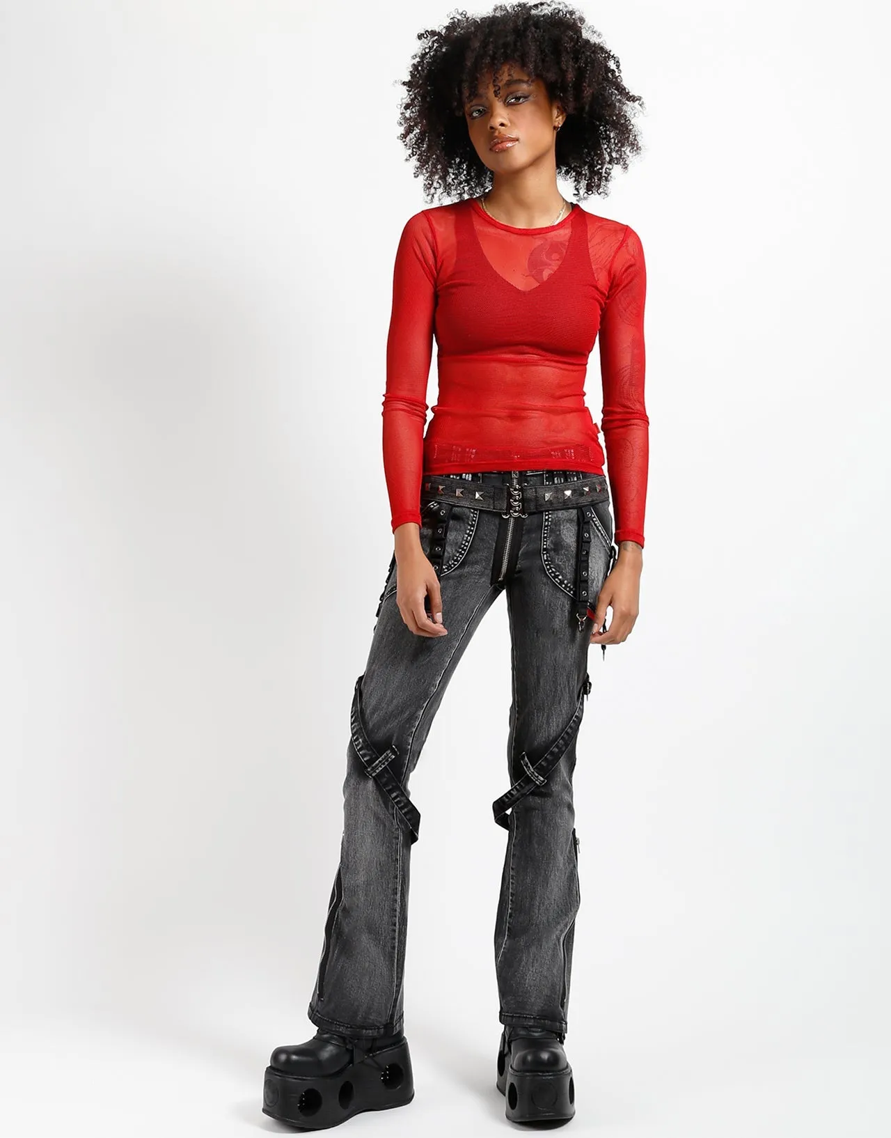 Adjustable loop POWER BELT PANT BLACK MECHNICAL WASH