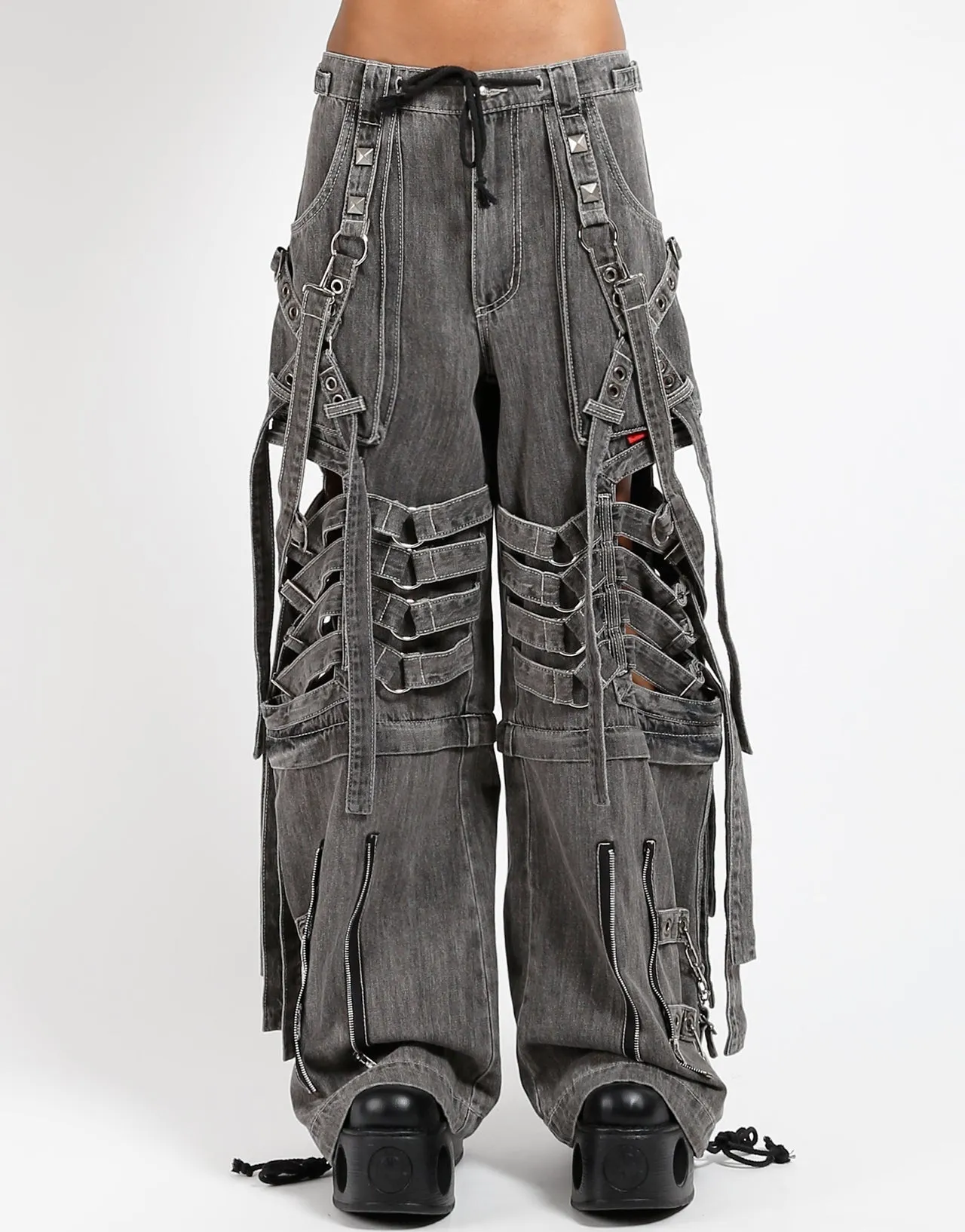 SUPER CUT OUT PANT BLACK DENIM Detachable belt