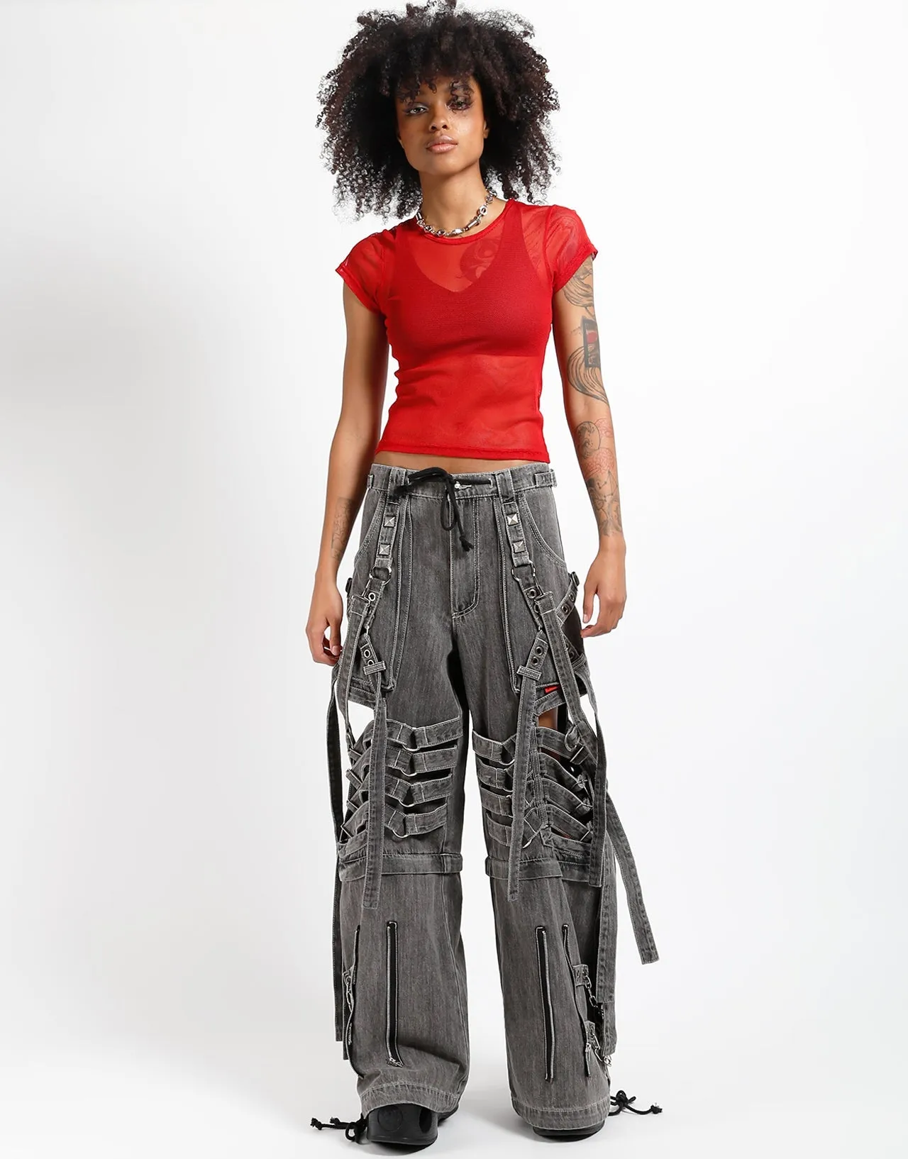 SUPER CUT OUT PANT BLACK DENIM Loose Design