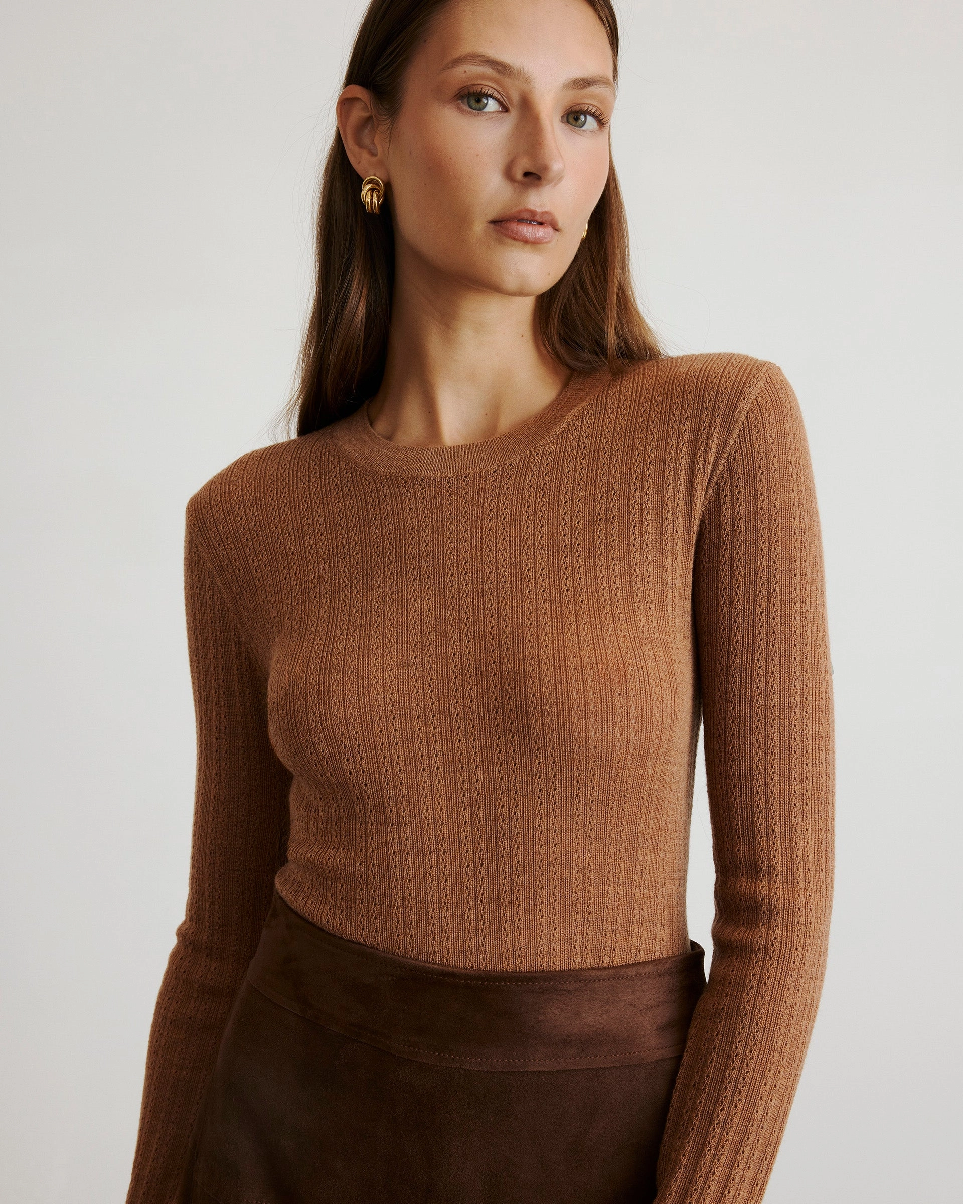 early morning Textured Fabric Crew Neck Kayden Knit
