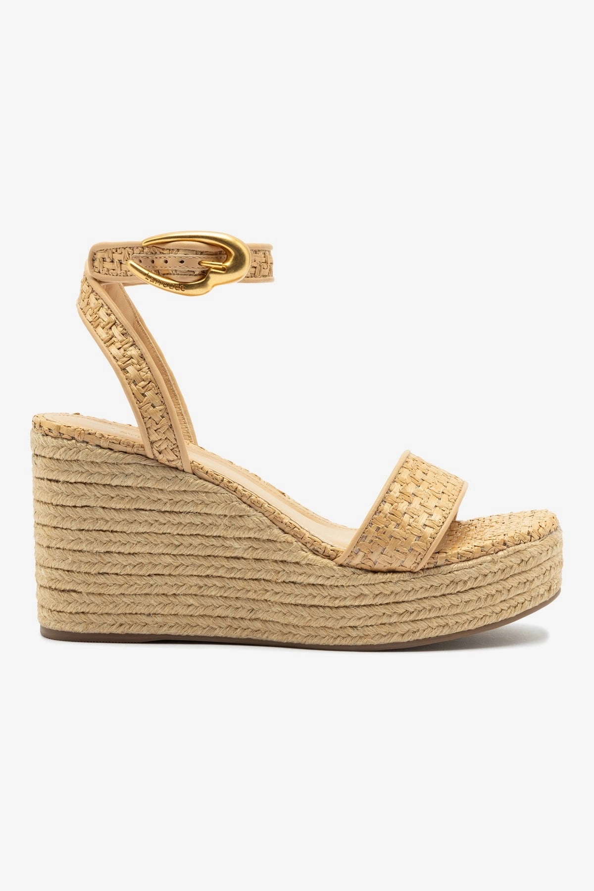 Verona Low Wedge In Beige Leather and Natural Raffia Classic Chic Active