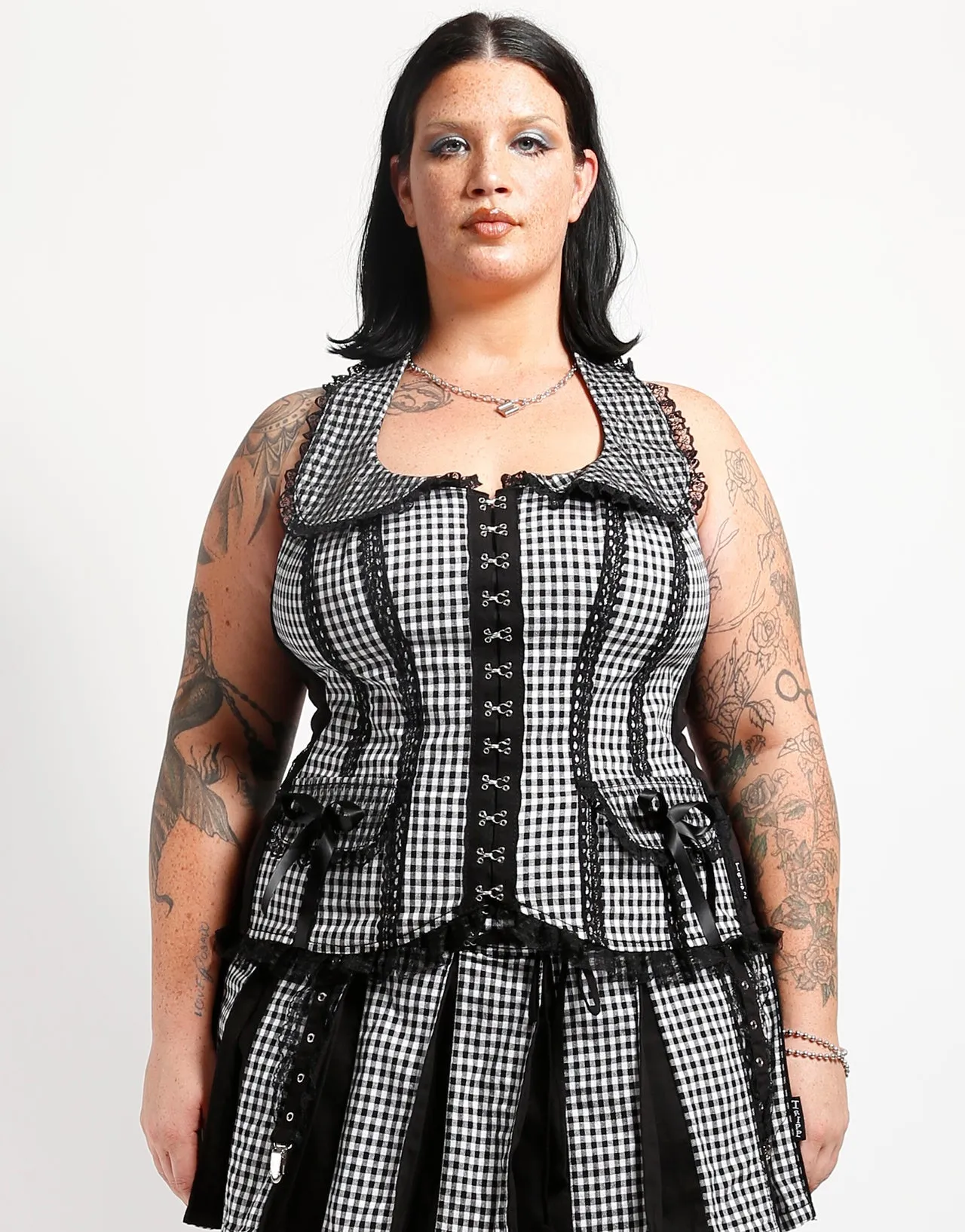 CURVE BO PEEP HALTER CORSET WHITE MidweightJersey Comfy Style