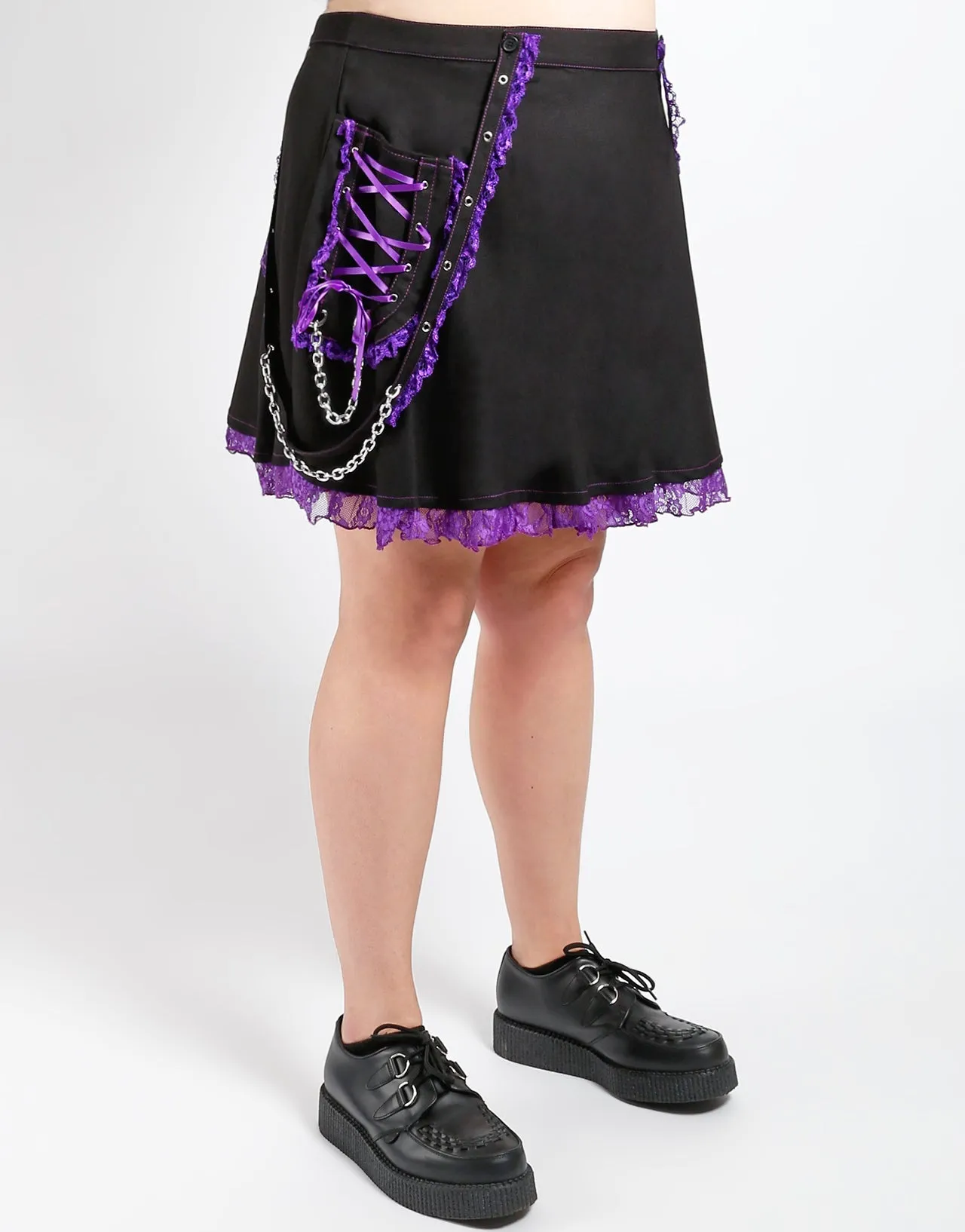 Quick Dry Wear CURVE LOLITA SUSPENDER SKIRT PURPLE